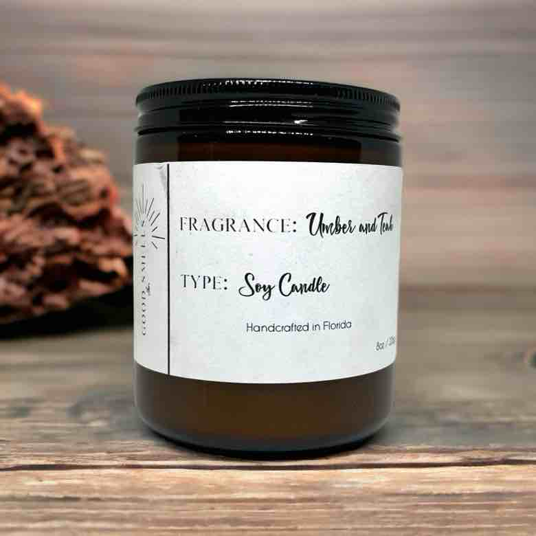 Umber and Teak Soy Candle 8 oz